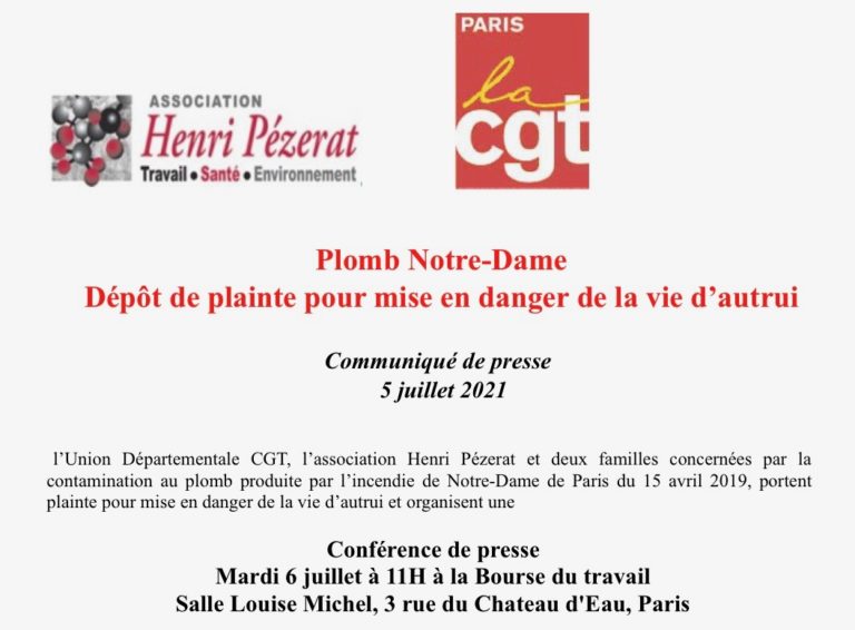 06/07/21 – Plomb à Notre-Dame : plainte pour mise en danger d’autrui